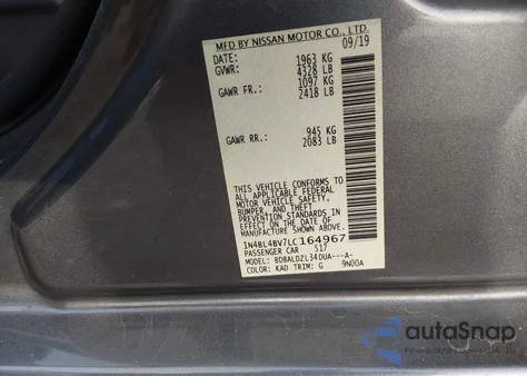 2020 Nissan Altima S Fwd z USA, uszkodzony, nr VIN 1N4BL4BV7LC164967